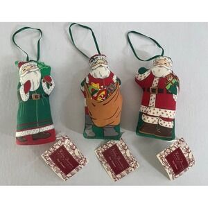 Hallmark Holiday Decorations Tree Trimmer Santa 1991 Vintage, 3 Ornaments w/Tags